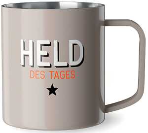 Thermobecher 250ml, Edelstahl, Motiv Held des Tages