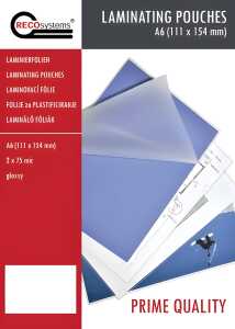 Laminierfolien, 154 mm x 111 mm, DIN A6, Stärke 2 x 75 Micron glänzend
