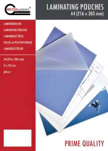 Laminierfolien, 216 mm x 303 mm, A4, Stärke 2 x 125 Micron, glänzend