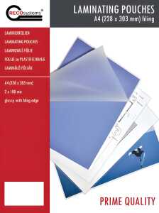 Laminierfolien, 228 mm x 303 mm, A4, Abheftrand, Stärke 2 x 100 Micron