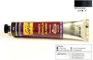 SOLO GOYA Feinste Künstler-Ölfarbe Elfenbeinschwarz 55 ml Tube