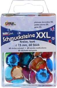 KREUL Schmucksteine XXL Kreise bunt 15 mm 60 St.