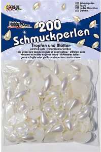 KREUL Schmuckperlen Perlmutt-Gelb Tropfen u. Blätter 200 St. sortiert