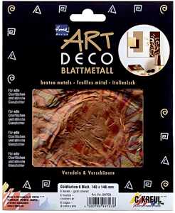Art Deco Blattmetalle Flower geflammt Rot-Gold 140 x 140 mm 6 Blatt