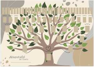 Schmuck-Ahnentafel "Illustrierter Baum" für 6 Generationen DIN A1