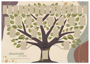 Schmuck-Ahnentafel "Illustrierter Baum" für 5 Generationen DIN A2
