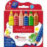 Faber Castell Buntstift Grippy 10 mm 6er Set mit Spitzer