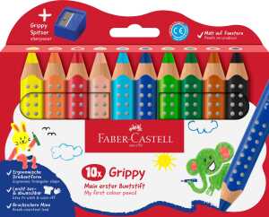 Faber Castell Buntstift Grippy 10 mm 10er Set mit Spitzer