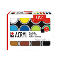 MARABU 12100 000 00214 18 ml Basic-Acryl Set 12ST sortiert