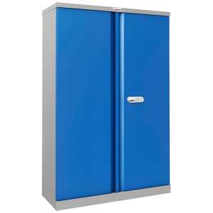 SCL1491GBE Stahl Elektronikschl Flügeltürenschrank 3 Fachböd grau/blau