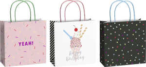 STEWO 20x20x8cm sort. Geschenktragetasche 3ST Geburtstag Gelat