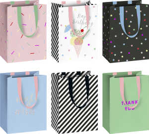 STEWO 14x10x8xcm sort. Geschenktragetasche Geburtstag Gelato