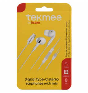 TEKMEE 40 43 01 63 weiß Kopfhörer Stereo USB-C In-Ear mit Kabel