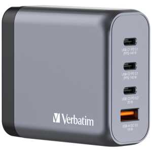 VERBATIM GNC-140 GaN 140Watt Ladegerät Steckdose 1x USB-A/3x USB-C
