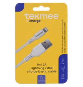 TEKMEE 40 43 01 69 Ladekabel USB-A/Lightning Nylon weiß