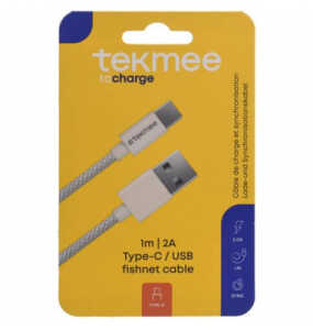 TEKMEE 40 43 01 66 Ladekabel USB-A/USB-C fishnet weiß