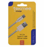 TEKMEE 40 43 01 66 Ladekabel USB-A/USB-C fishnet weiß
