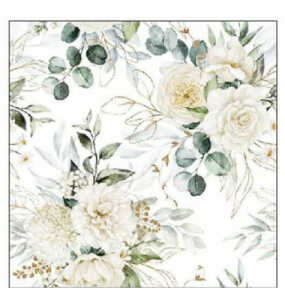 AMBIENTE 12518455 20ST Motivserviette 25x25cm Eukalyptus+Rosen