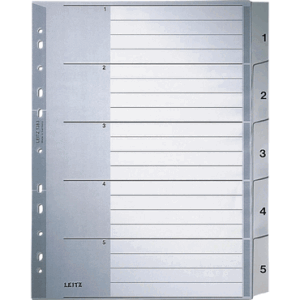 LEITZ 1283-00-85 Plastik 5tlg. Register A4 1-5 grau