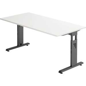 HAMMERBACHER VOS16/W/G Schreibtisch 160x80cm weiß/graphit
