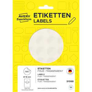 AVERY ZWECKFORM 51068 15 Blatt Verschlussetikette ?18mm transparent