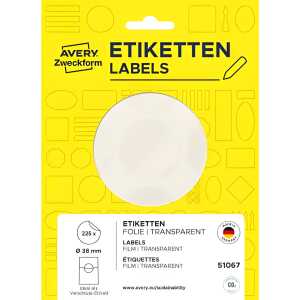AVERY ZWECKFORM 51067 25 Blatt Verschlussetikette ?38mm transparent