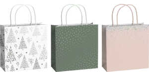 STEWO 20x20x8cm sortiert Weihn.Geschenktragetasche 3ST Arlette