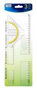 TSI Zeichengarnitur 3-tlg.:Lineal 30 cm,17cm,Geodreick