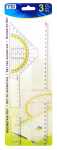 TSI Zeichengarnitur 3-tlg.:Lineal 30 cm,17cm,Geodreick