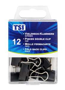 TSI Foldback-Clips 19mm 12 St.schwarz