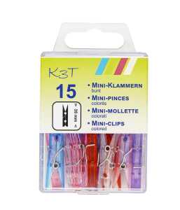 TSI K3T Miniklammern 35mm bunt transp. 15 St.