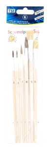 TSI Schulmalpinselset 6tlg. 2,4,6,10Haar 8,12Borstenp.