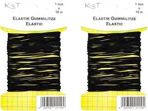 TSI Elastik-Gummilitze, rund, schwarz, 1mm X 10m