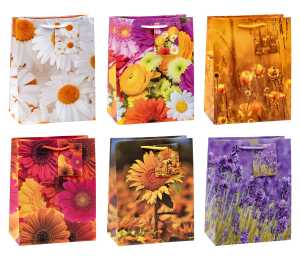 TSI Geschenktüte mittel 23x18x10 cm BLUMENMIX