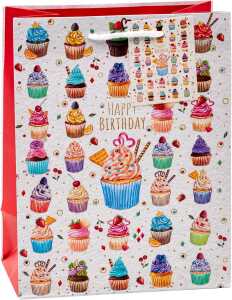 TSI Geschenktüte mittel 23x18x10cm H.Birthday MUFFINS