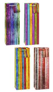 TSI Geschenktüte Flasche 36x12x8 cm STREIFEN