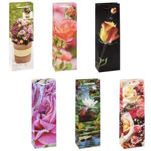 TSI Geschenktüte Flasche 36x12x8 cm ROSEN