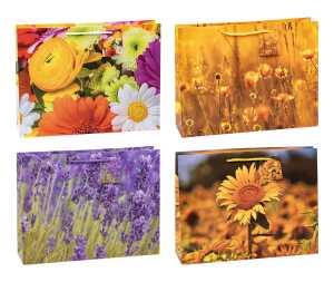 TSI Geschenktüte Shopper groß 29x38x10 cm BLUMENMIX