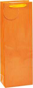TSI Geschenktüte Flasche 36x12x8cm NADELSTREIFEN HS orange