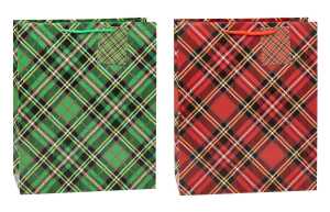 TSI Geschenktüte groß 32x26x13,5 cm TARTAN