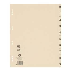 Trennblatt A4, aus 230 g/m² Kraftkarton Ziffen 0-9 und Tabfelder 10/20