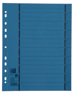 Trennblatt A4 mit Perforation, aus 250 g/m² Manilakarton (RC), blau