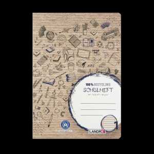 LANDRÉ Schulheft Recycling A4, 16 Blatt, Lineatur 1, blau