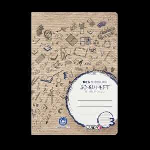 LANDRÉ Schulheft Recycling A4, 16 Blatt, Lineatur 3, blau