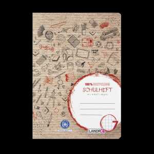 LANDRÉ Schulheft Recycling A4, 16 Blatt, Lineatur 7, rot