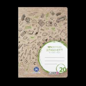 LANDRÉ Schulheft Recycling A4, 16 Blatt, Lineatur 20, grün