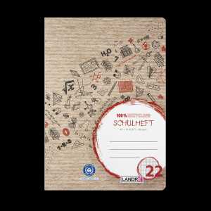 LANDRÉ Schulheft Recycling A4, 16 Blatt, Lineatur 22, rot