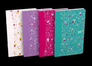 GO Floral Notizheft 9x14 cm, liniert, geheftet, 30 Bl 4 Designs sort