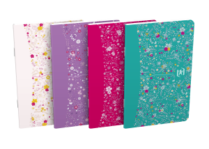 GO Floral Notizheft 9x14 cm, liniert, geheftet, 30 Bl 4 Designs sort