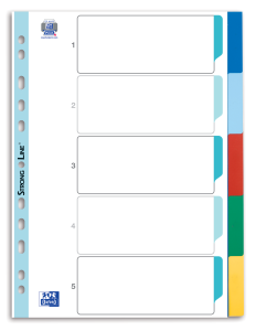 Register A4 0,12 mm starker PP-Folie, blanko, 5 Blatt, 5-farbig,